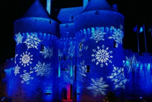 Visual of medieval city of Guérande by night